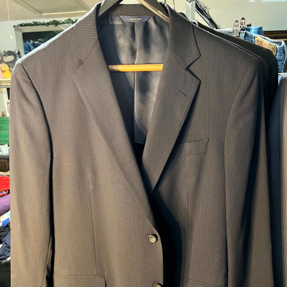 Brooks Brothers Fitzgerald Brooks Cool Black Pinstripe Suit Jacket SZ 42R
